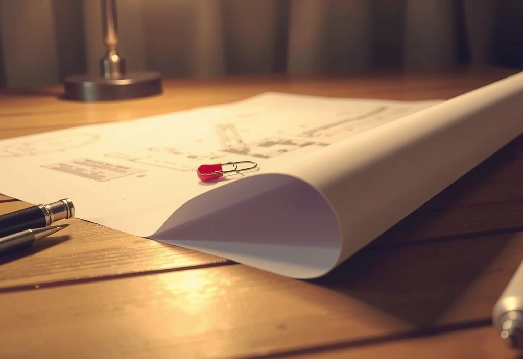 Blueprint with paperclip detail