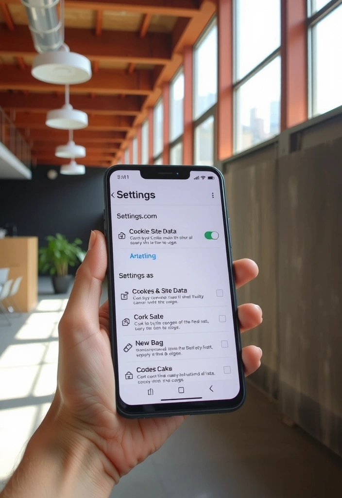 Browser settings on a smartphone