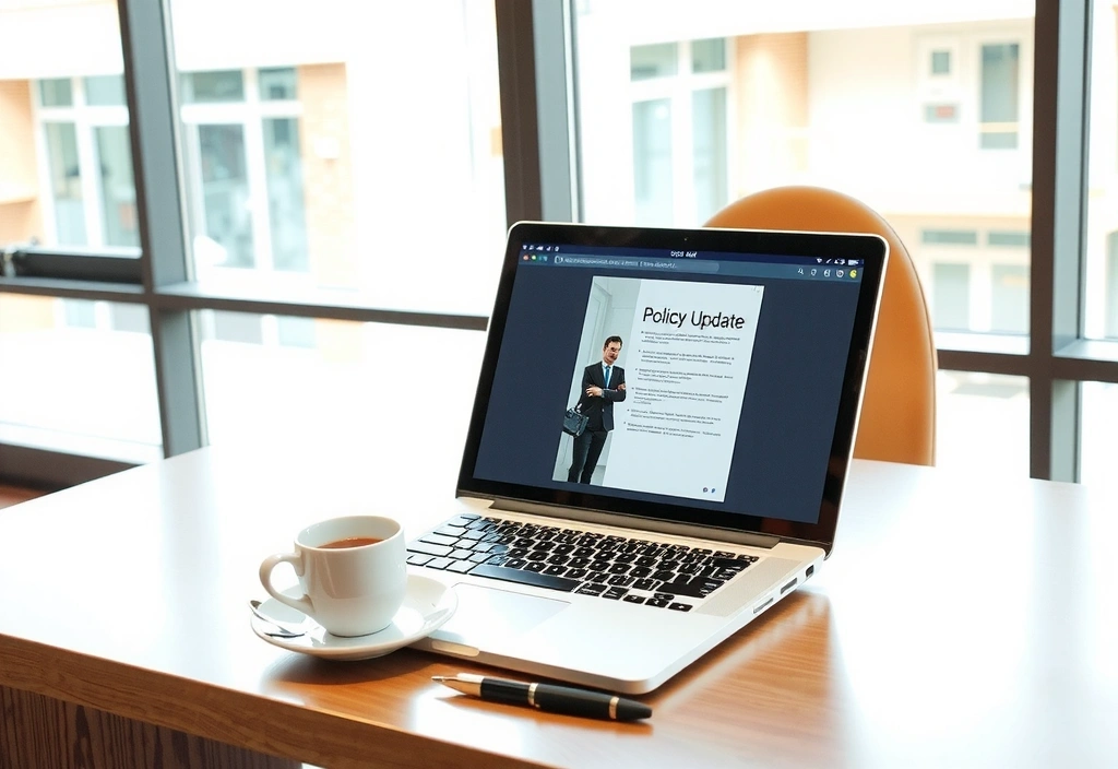 Office setting with policy document