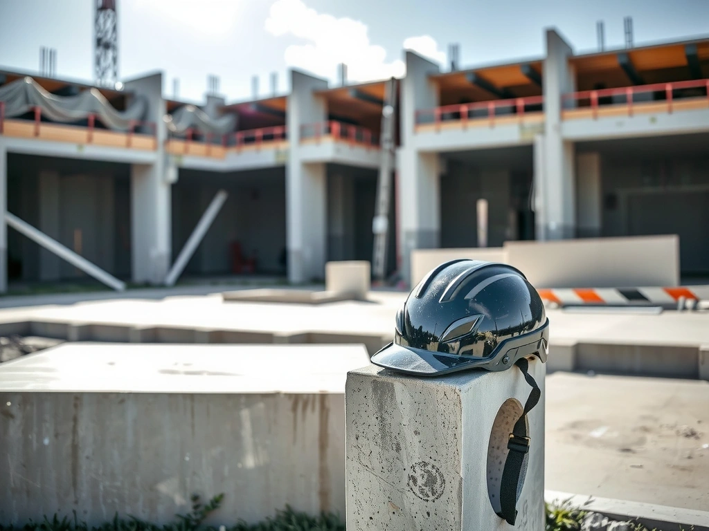Construction site with branded gear